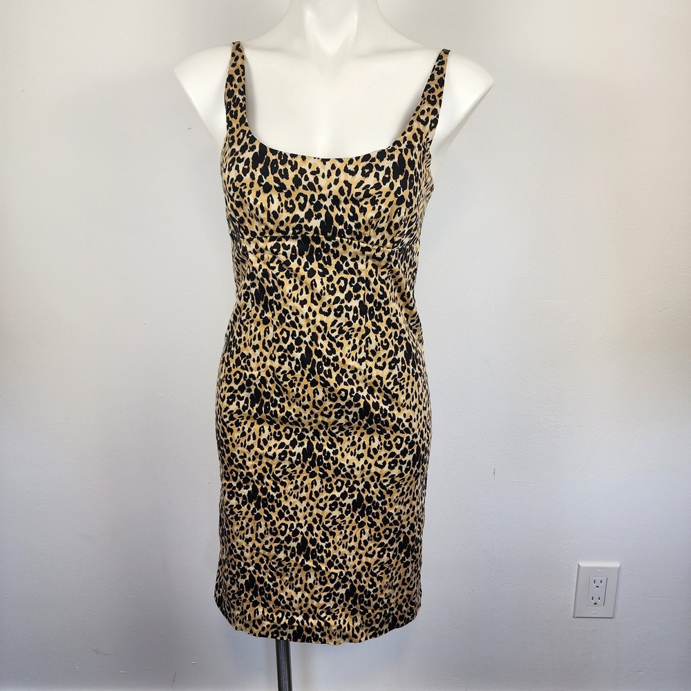 Poetry Leopard Y2K Strappy‎ Sheath Mini Dress Women's Size Medium